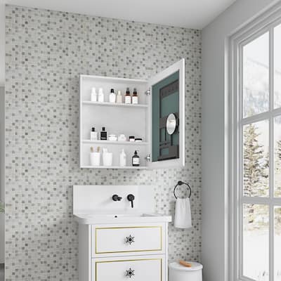 Bathroom Mirror Medicine Cabinet,Wall Mounted Recessed or Surface,Bathroom Mirror with Storage,Right opening door
