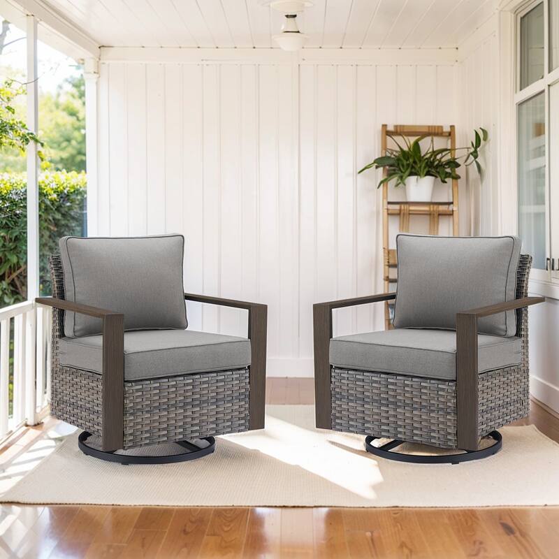Gymojoy Patio Bistro Set with Rocking Chairs - Grey - Grey - Grey