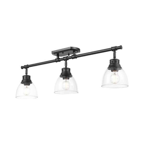 slide 2 of 9, Golden Lighting 3602-3SF-CLR Duncan 3 Light 7" Wide Semi-flush Linear Matte Black / Clear