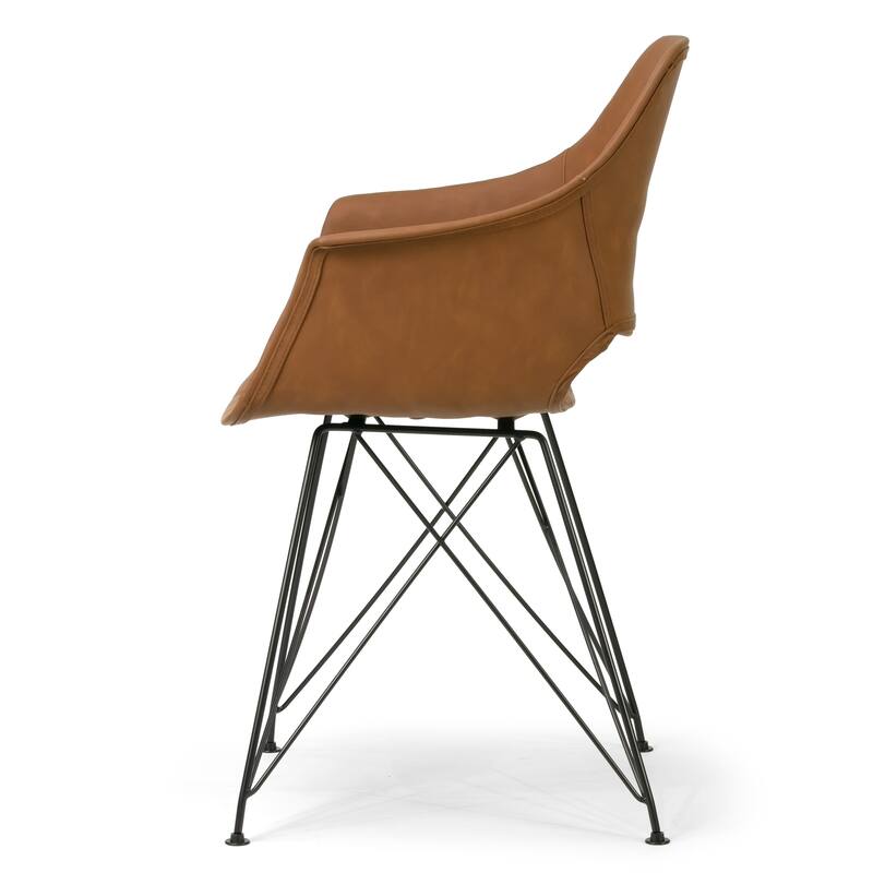 Alora Retro Modern Caramel-brown Arm Chair with Black Legs (Set of 2)