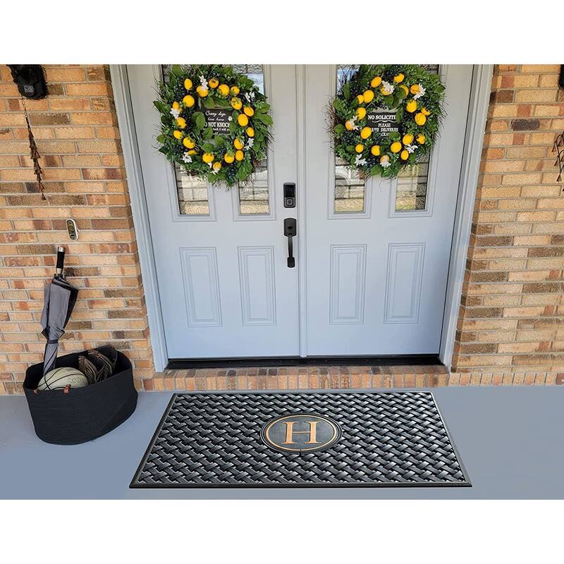 A1HC 100% Pure Rubber Monogrammed Front Door Mat 24" x39" Indoor Outdoor Doormat