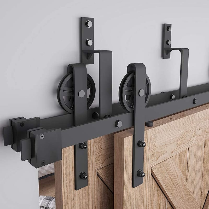 WINSOON 48inch216inch Bypass Sliding Barn Door Hardware Kit for Four