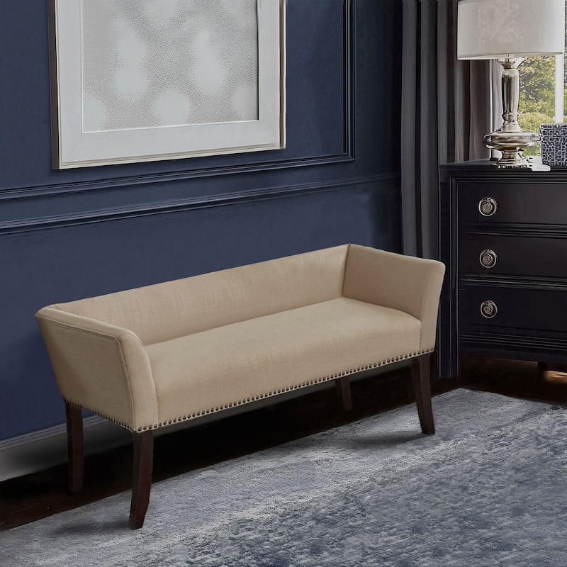 Madison Park Welburn 49.5" Upholstered Bench with Back & Wood Legs