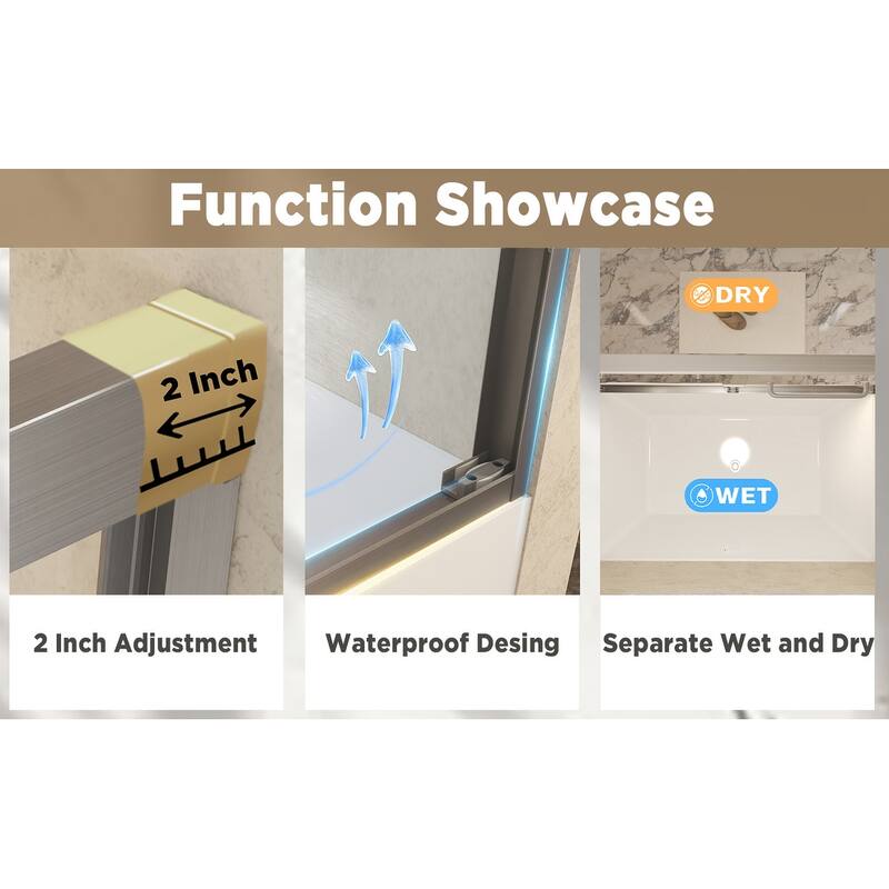 GDFStudio - Landon Modern Double-Sliding Tempered Glass Shower Door Set