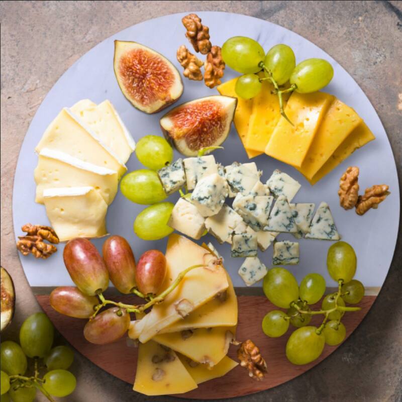 HomeRoots 12" Wood and Marble Cheese Board and Knife Set