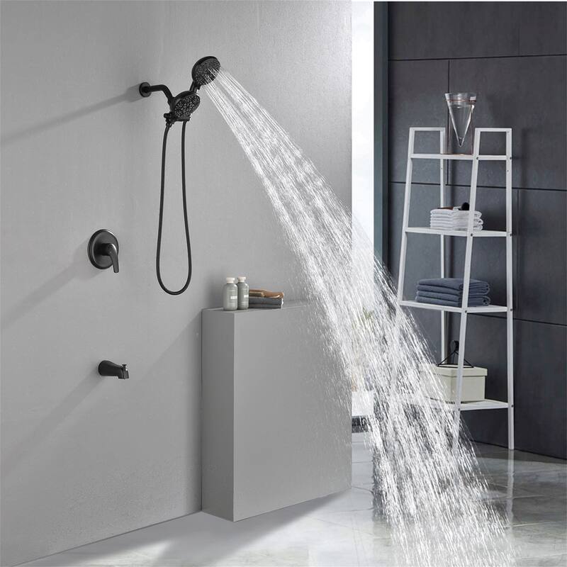 Wall Mounted High Pressure Shower System with Tub Spout Shower Faucet with Rain Shower Head and Handheld Spray