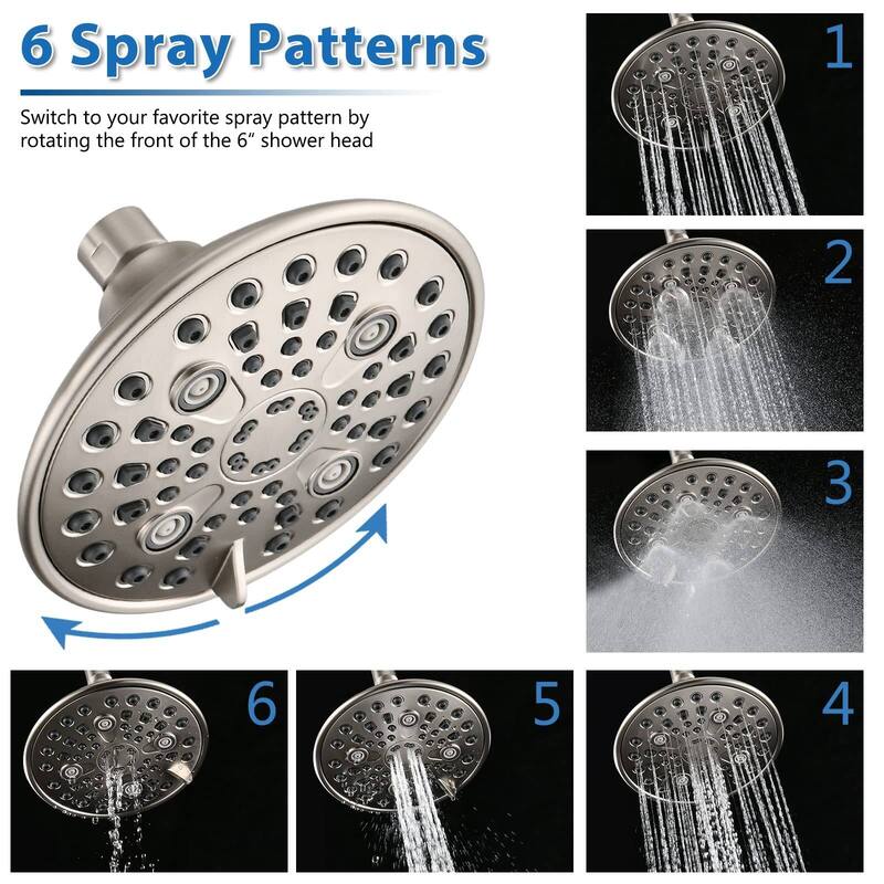 Double Shower Head with Built-in Valve, 6 Setting Dual Shower Head Design for Couple