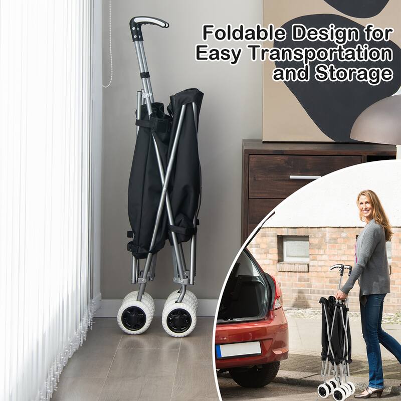 Costway Folding Shopping Cart Utility w/ Water-Resistant Removable