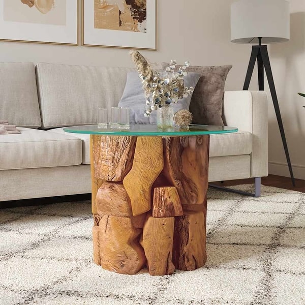 slide 2 of 8, vidaXL Coffee Table Solid Teak Driftwood 23.6"