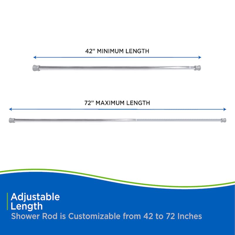 Kenney Twist & Fit No Tools Camlock Tension Shower Curtain Rod, 42-72"