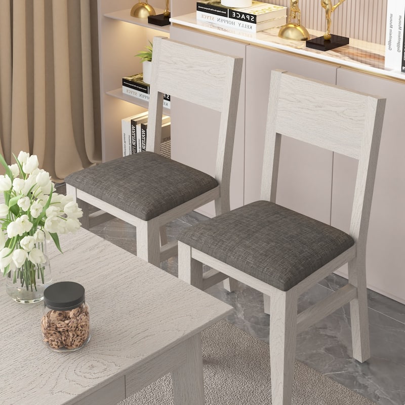 Solid Wood Dining Chairs Set of 2/4/6, Farmhouse Fabric Chairs with Back, Oval Side Chairs for Kitchen