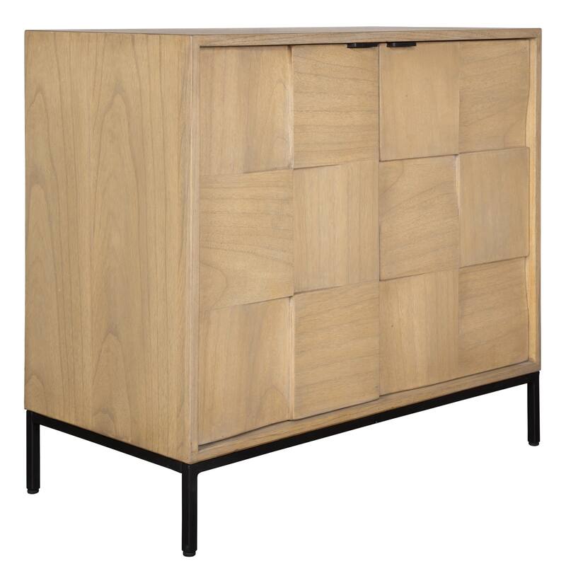 Geometric 2 Door Wooden Cabinet - 36" - Brown and Black