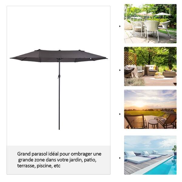 Shop Outsunny 15 Steel Rectangular Outdoor Double Sided Market Umbrella Base Not Included Overstock 28253547