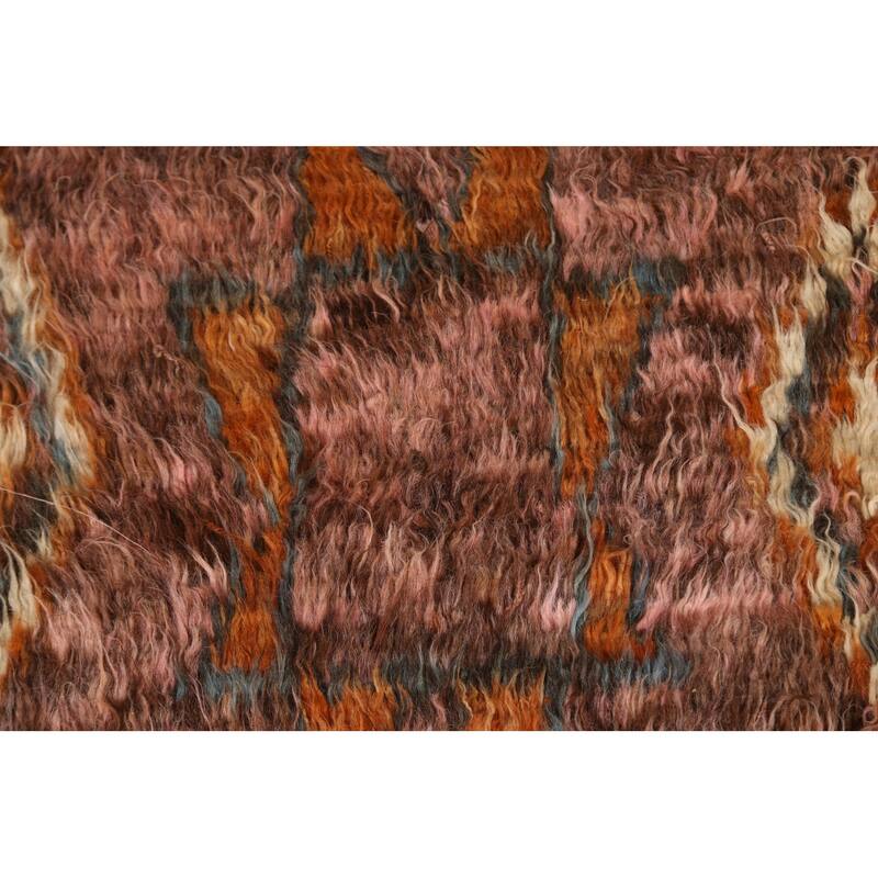 Hand Knotted Oriental 100% Wool Carpet Modern Tribal Pink Moroccan Area Rug - 9' 0'' X 5' 9''
