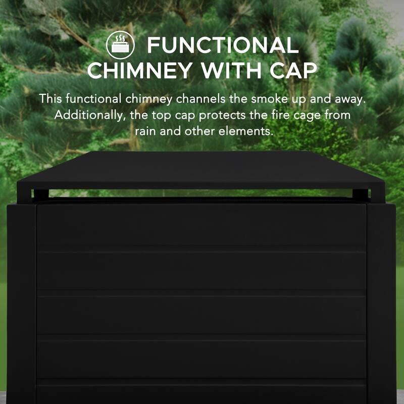 Sunjoy Outdoor Wood Burning with Chimney, Log Holders, Fireplace Tool, and PVC Cover