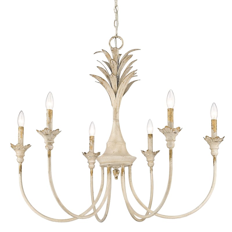 Golden Lighting 0846-6 Lillianne 6 Light 34" Wide Taper Candle - Antique Ivory