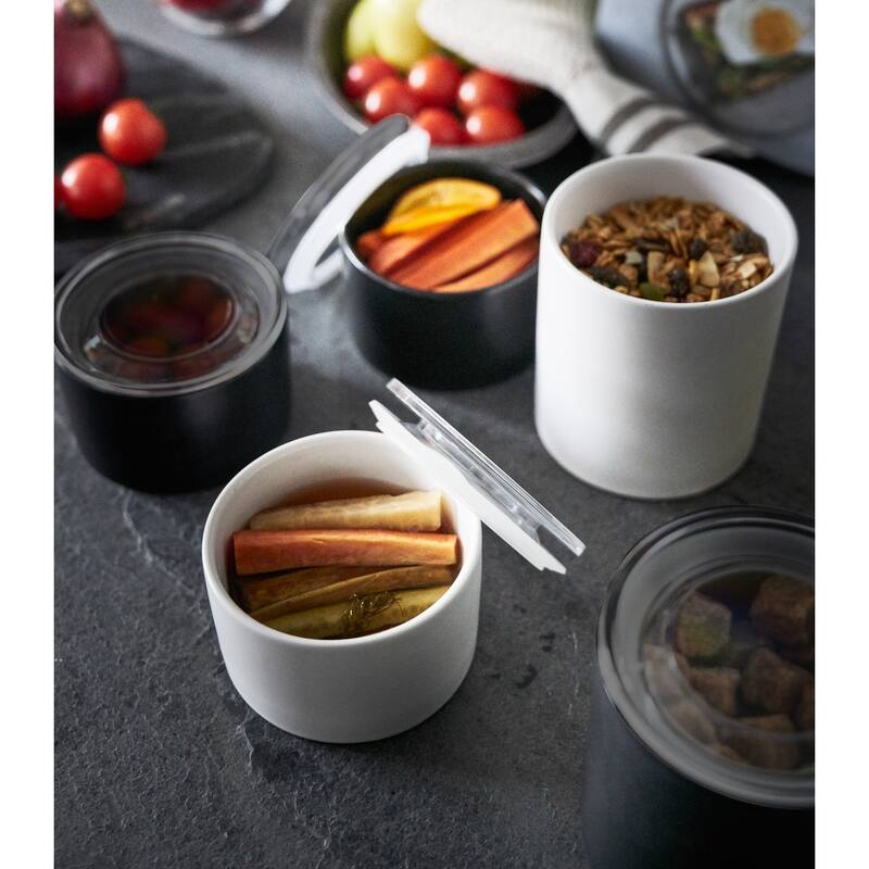 Yamazaki Home Ceramic Canister - Small, Ceramic, 1 cup, 240 milliliters - L 4.13 x W 4.13 x H 2.76 inches