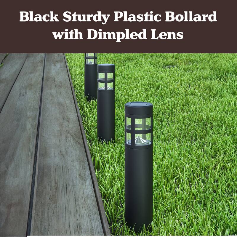 Solar Lights Outdoor Waterproof 8-Pack - 15.4” Bollard Solar Pathway Lights - LED Solar Stake Lights by Pure Garden (Black)