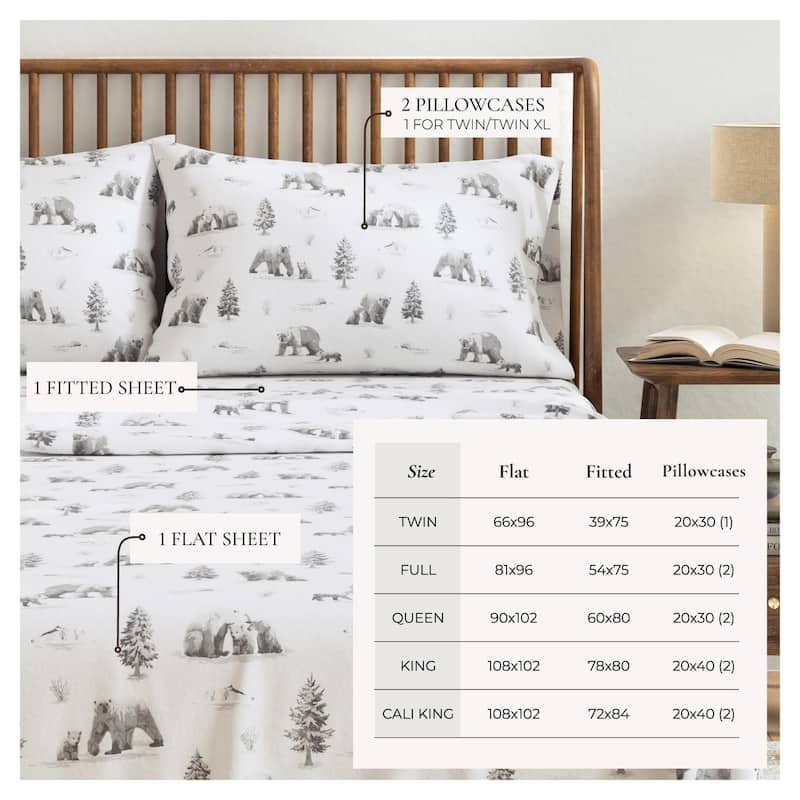 Linery & Co. Winter Turkish Cotton Double-Brushed Flannel Bed Sheet Set
