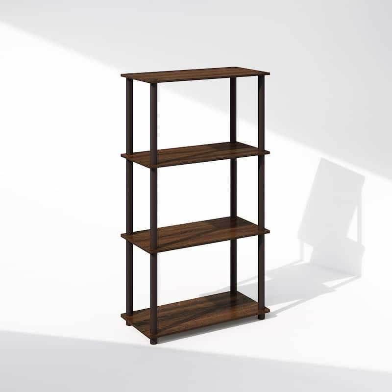43.25 in. Tall Walnut/Brown Wood 4-Shelf Bookcase