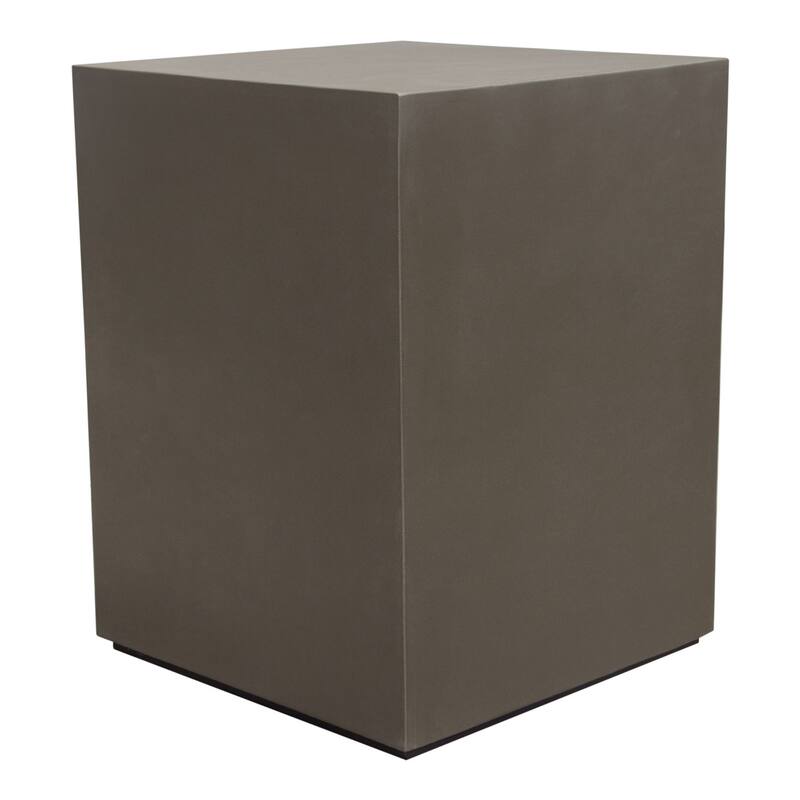 Viko Side End Table, 20 Inch Natural Cement Gray Square Pedestal