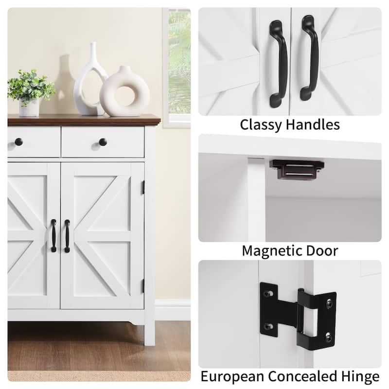 Homy Casa Herringbone Accent Cabinet, Adjustable Shelf, Living Sideboard