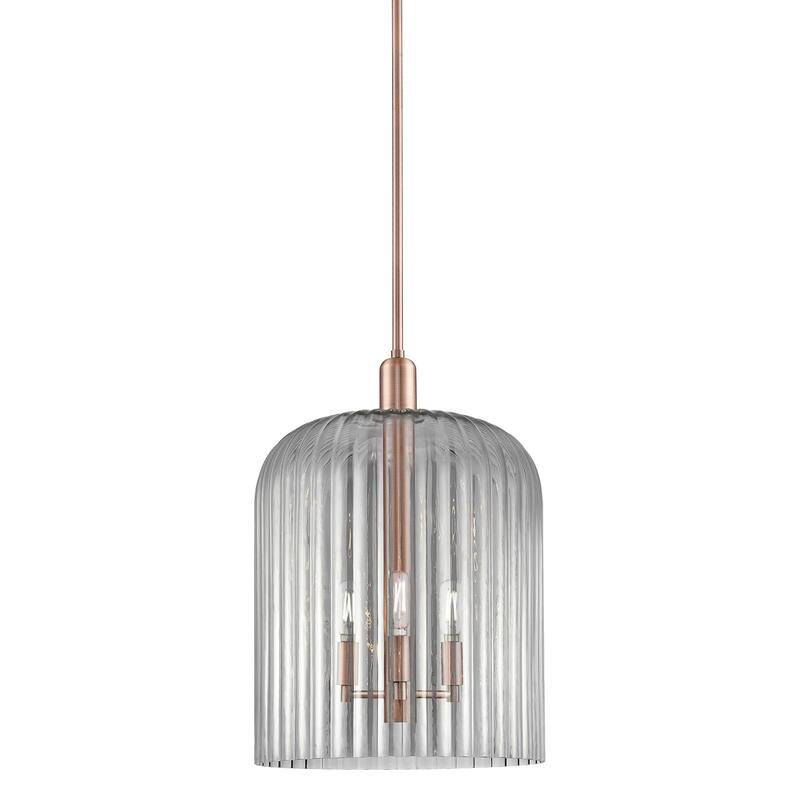 Innovations Lighting 716-3S-18-12 Bridal Veil Pendant Bridal Veil 3 - Antique Copper / Light Smoke