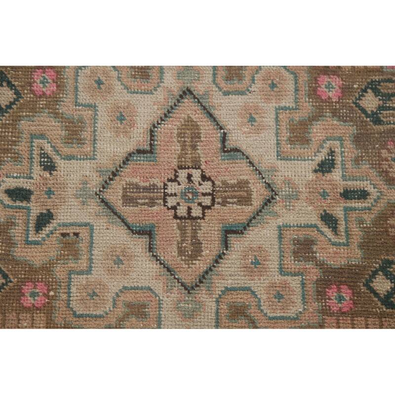 Hand Knotted Oriental 100% Wool Carpet Traditional Medallion Peach Tabriz Area Rug - 9' 7'' X 6' 7''