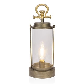 Vintage Metal and Glass Lantern with Warm White LED- Large