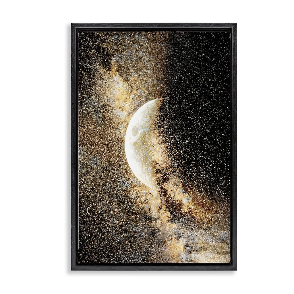 Stupell Starry Nebula Crescent Moon Framed Floater Canvas Wall Art Design By Gemma Bardot