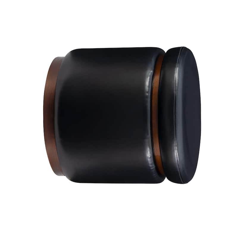 Storage Pouf Ottoman - 18" - Black and Walnut Brown