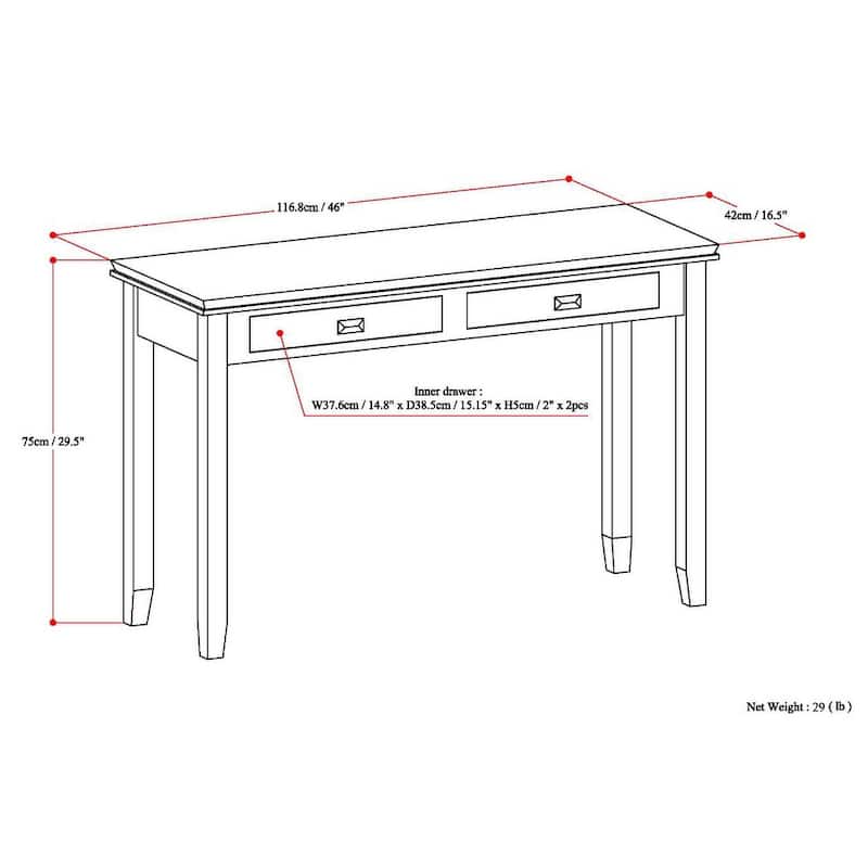 WYNDENHALL Stratford SOLID WOOD 46 inch Wide Transitional Console Sofa Table - 45.9 Inches wide
