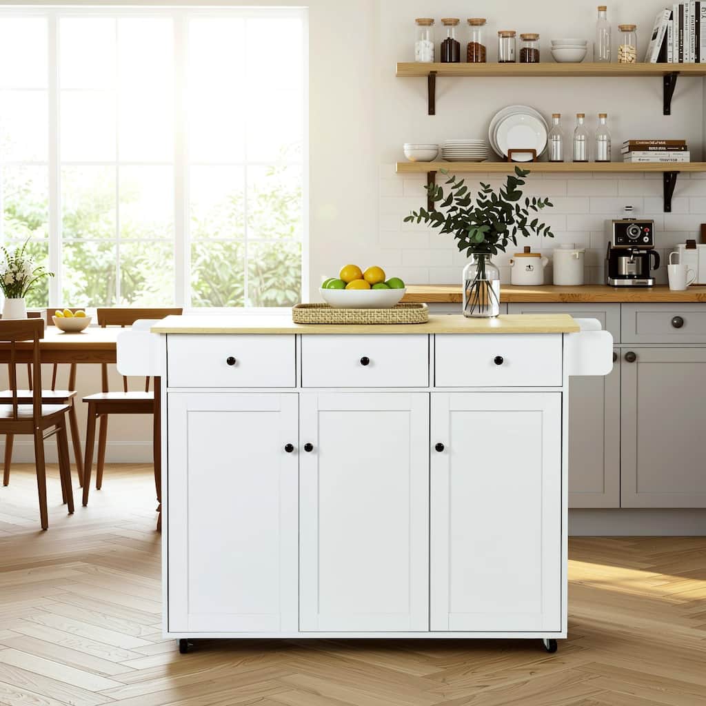 Homy Casa Mobile Work Cabinet with Drawers and Rolling Storage, White