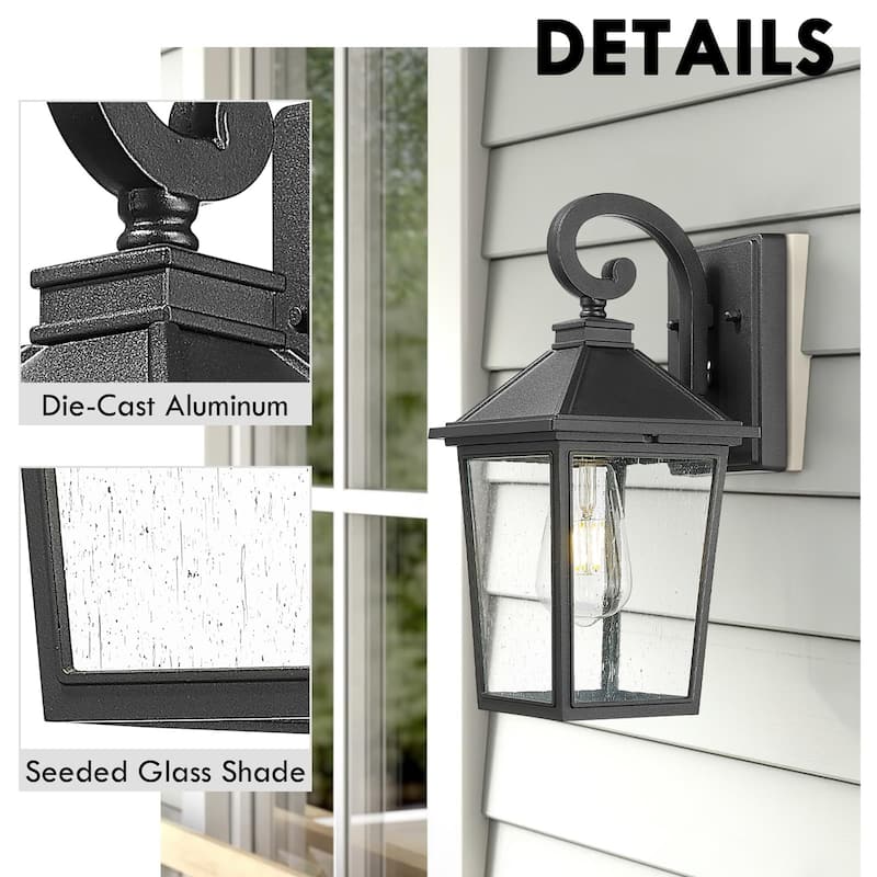18 Inch Outdoor Wall Sconce Lantern with Seeded Glass