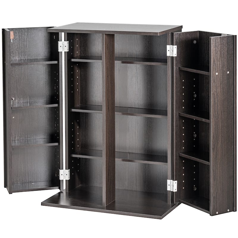 Media Storage Cabinet, DVD Cabinet with Doors and Shelves, CD Storage, Adjustable DVD Shelf, Protects & Organizes Music - 576 CDs capacity - Tan