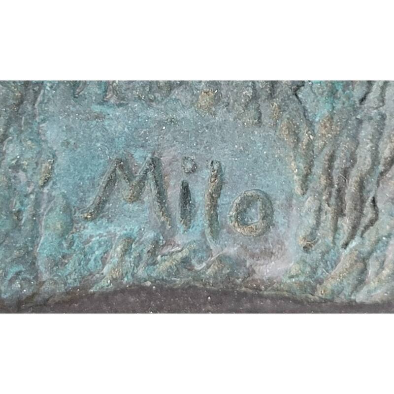 Signed Original Milo Male Golfer Sport Trophy Solid Bronze Sculpture Figurine