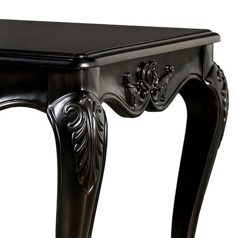 Roche Side End Table, 29 Inch, Classic Cabriole Legs, Dark Brown Solid Wood