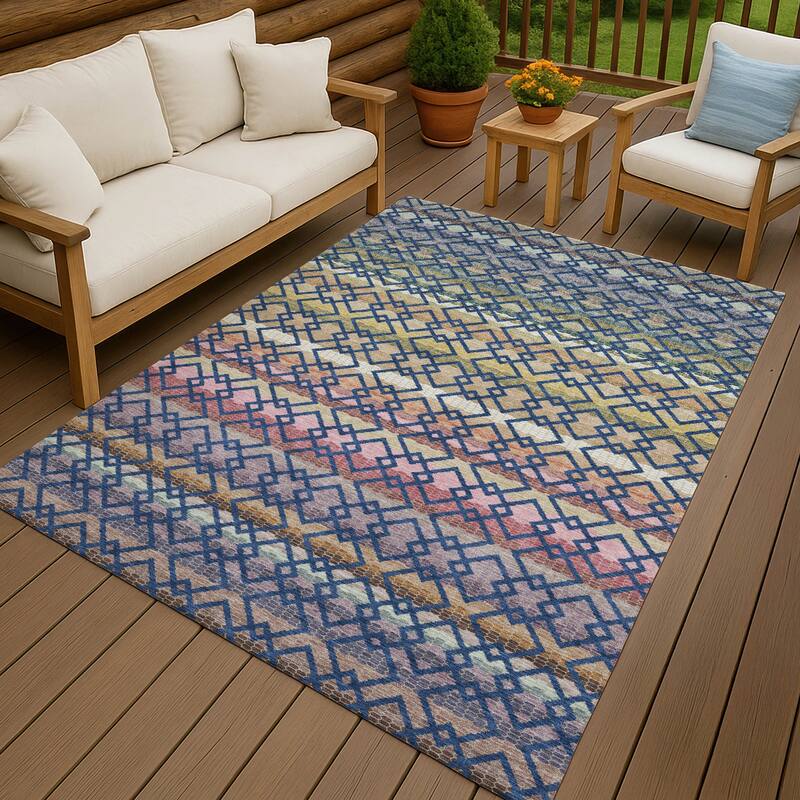 Machine Washable Indoor/ Outdoor Cabo Stripe Chantille Rug