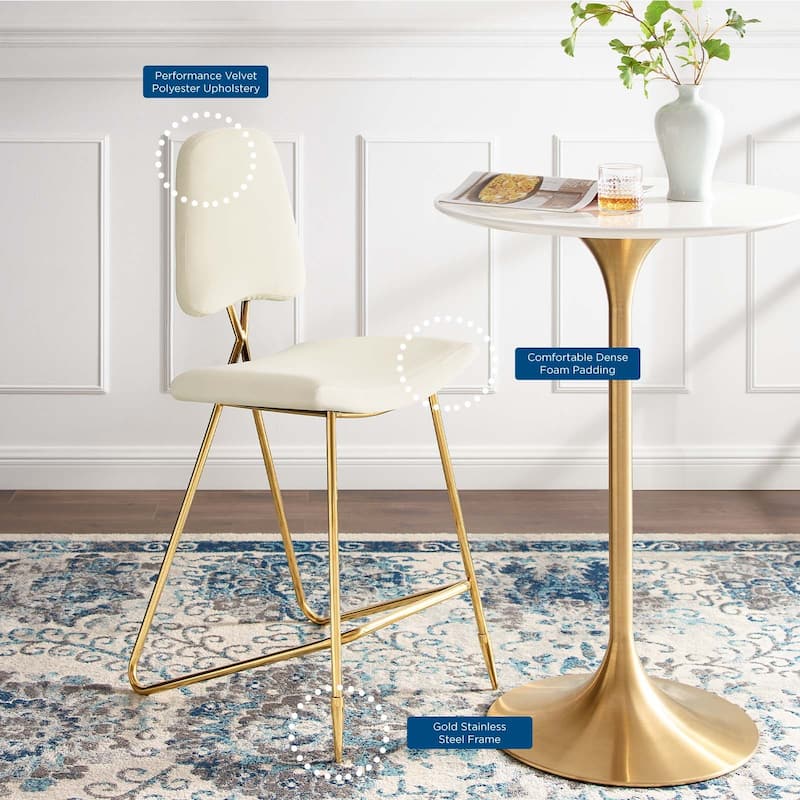 Ponder Performance Velvet Bar Stool