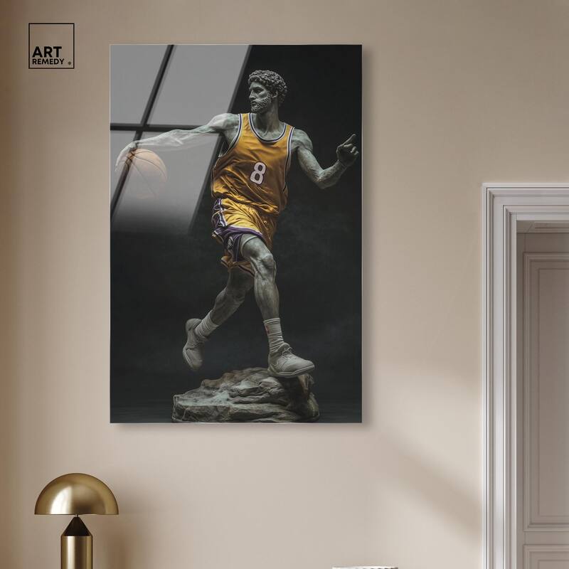 Basketball Yellow Uniform Acrylic by Art Remedy, Ready to Hang