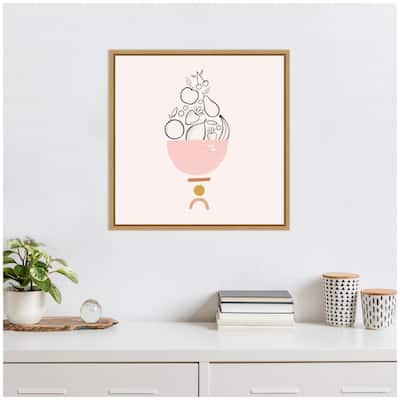 Kate and Laurel Sylvie Bowl of Fruitness Framed Canvas by Duchess Plum