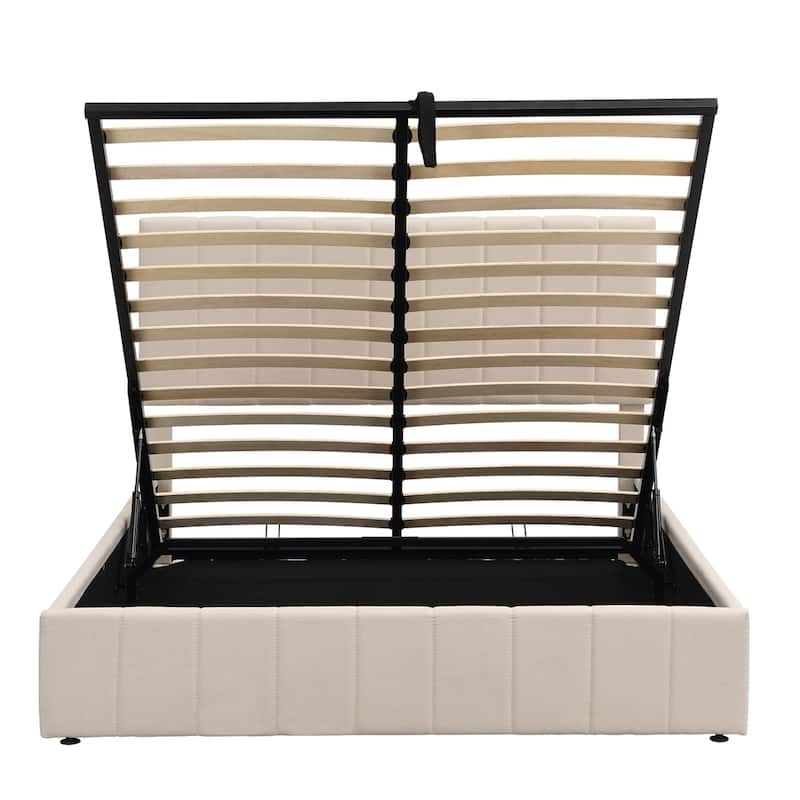 Merax Upholstered Platform Bed with a Hydraulic Storage System