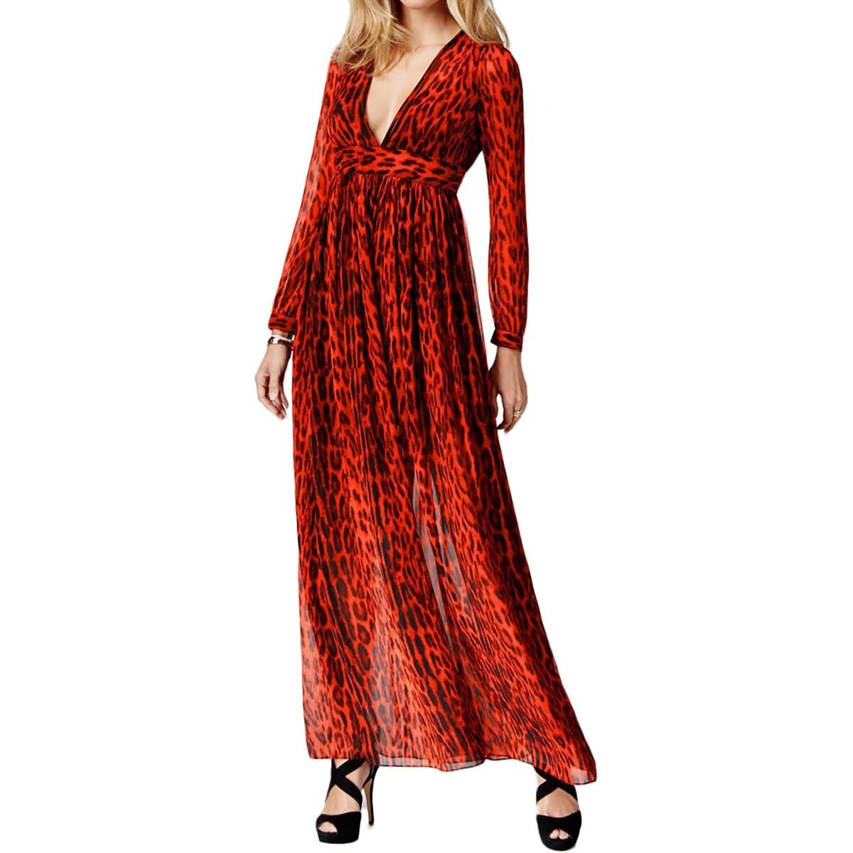michael kors red leopard dress