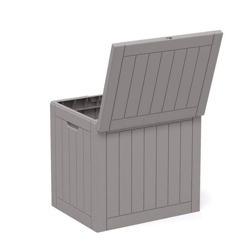 30 Gallon Outdoor Storage Box with Woodgrain or Rattan Effect /Durable, Weatherproof, UV Protected, Easy to Assemble - 30GAL