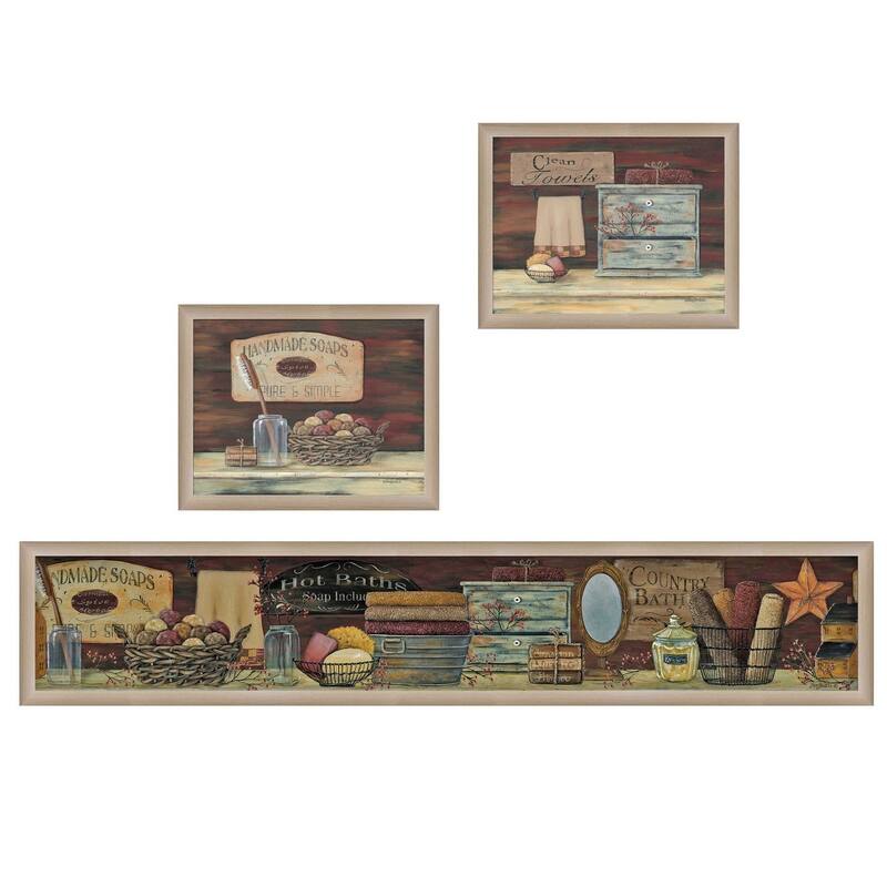 TrendyDecor4U Contemporary "Country Bath I Collection" 3-Piece Vignette by Pam Britton