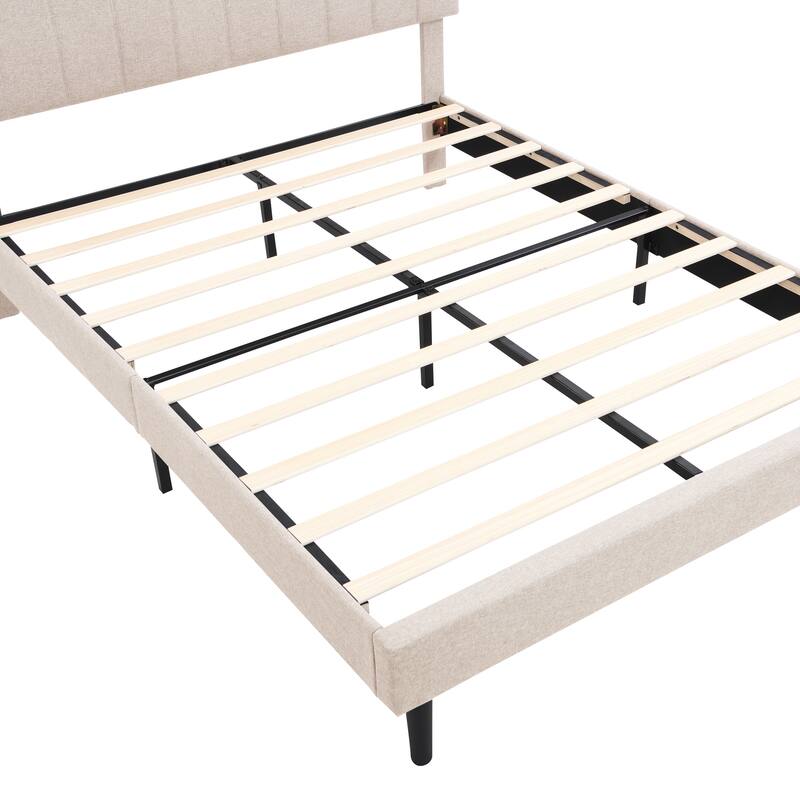 Queen Size Upholstered Platform Bed With Storage Heightadjustable