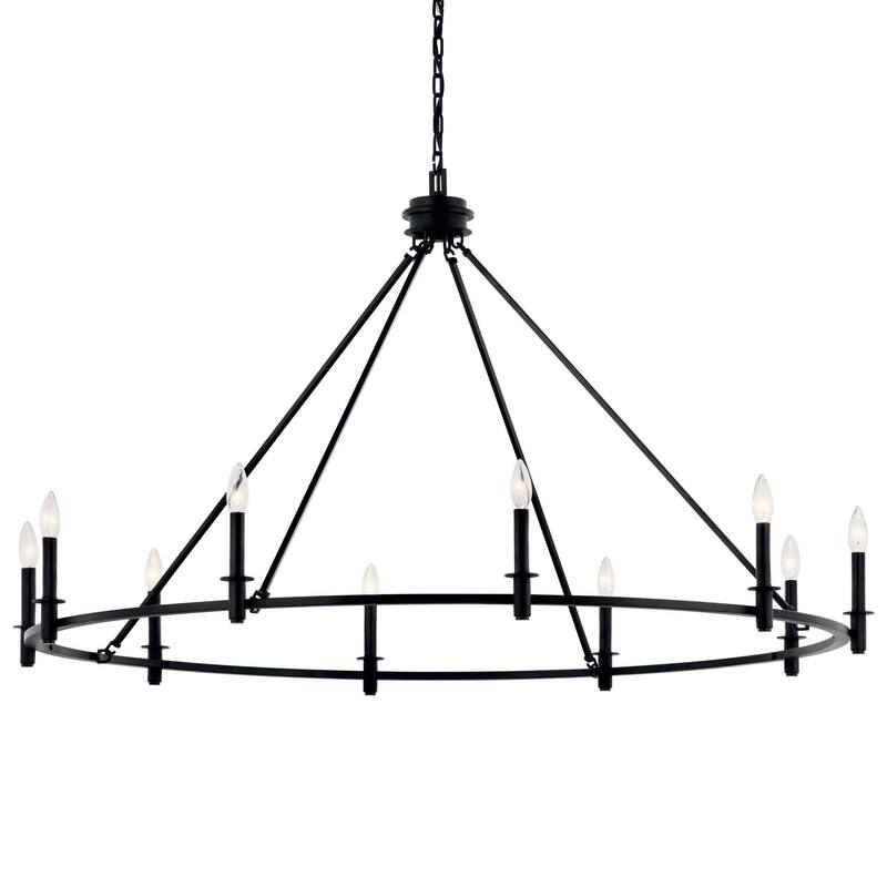 Kichler 52707 Carrick 10 Light 55" Wide Taper Candle Ring Chandelier - Black