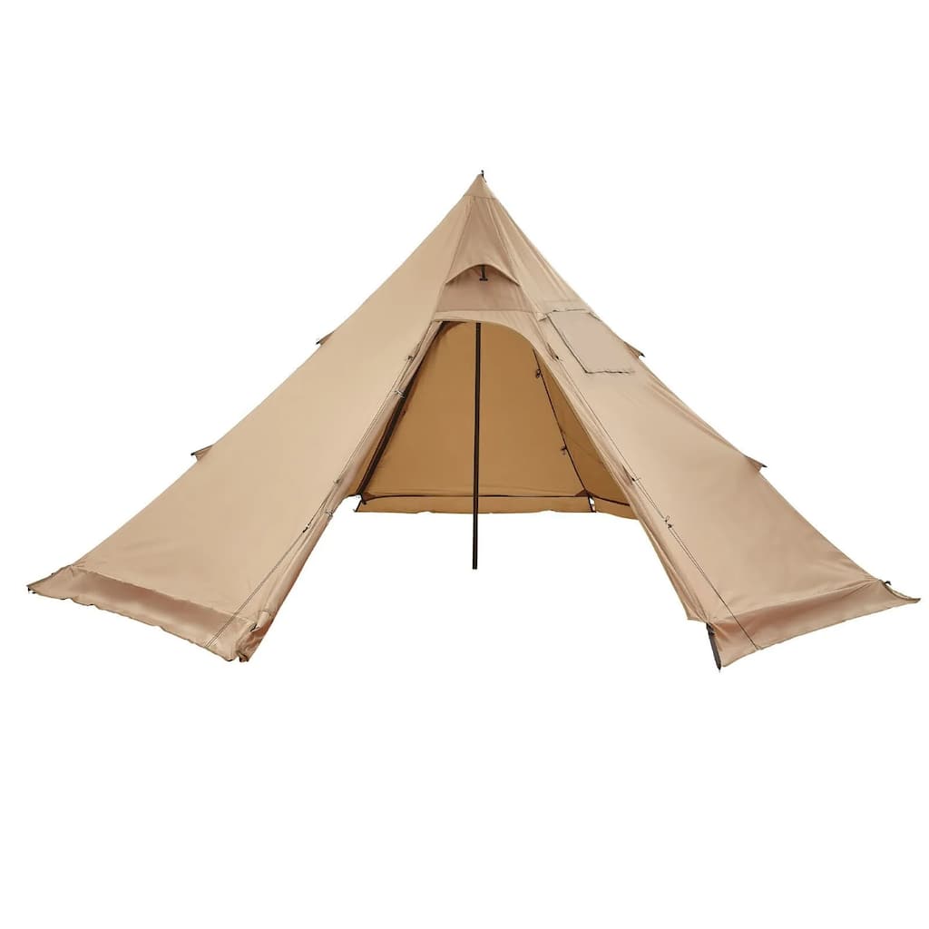 Large Pyramid Camping Tent with Stove Jack and Windproof Waterproof 4-Season Outdoor Shelter