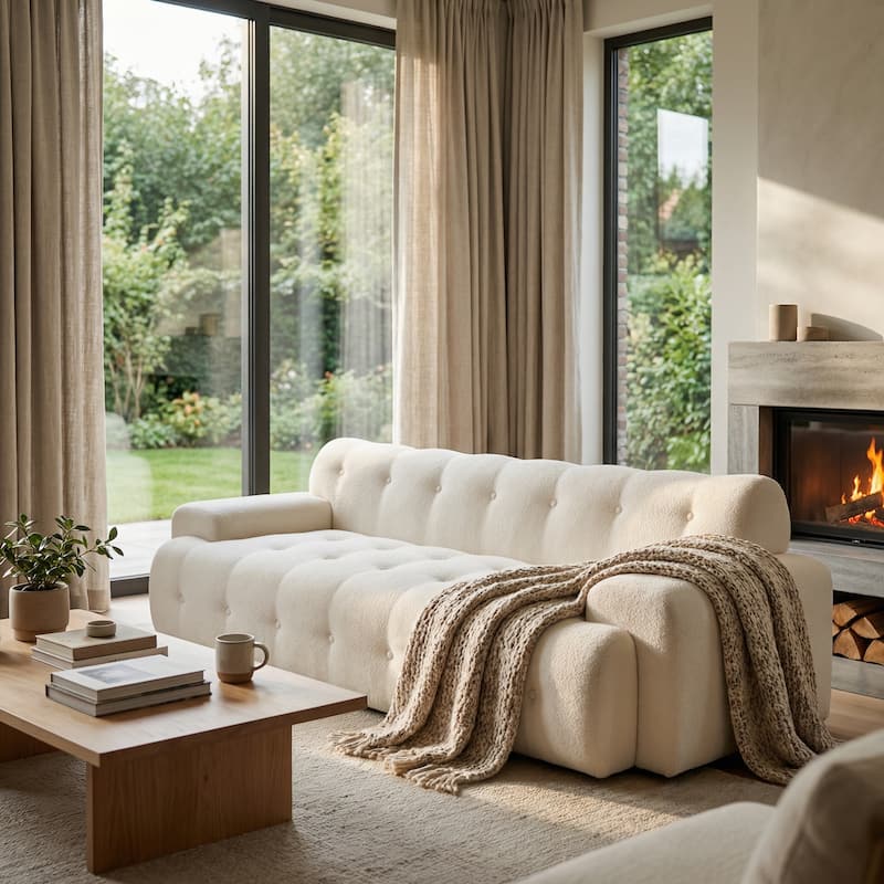 Christopher Knight Home - Cloud Modern Upholstered Sofa with Button Tufted Design - White