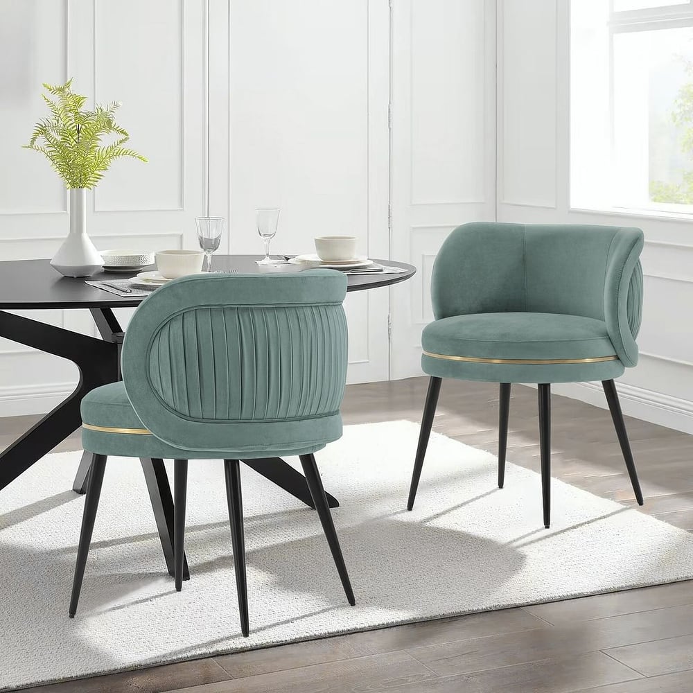 Manhattan Comfort Modern Kaya Pleated Velvet Dining Chair